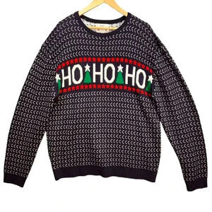 Daisys Boutique Women,s Navy White Red HOHOHO‎ Ugly Xmas Pullover Sweater 3XL